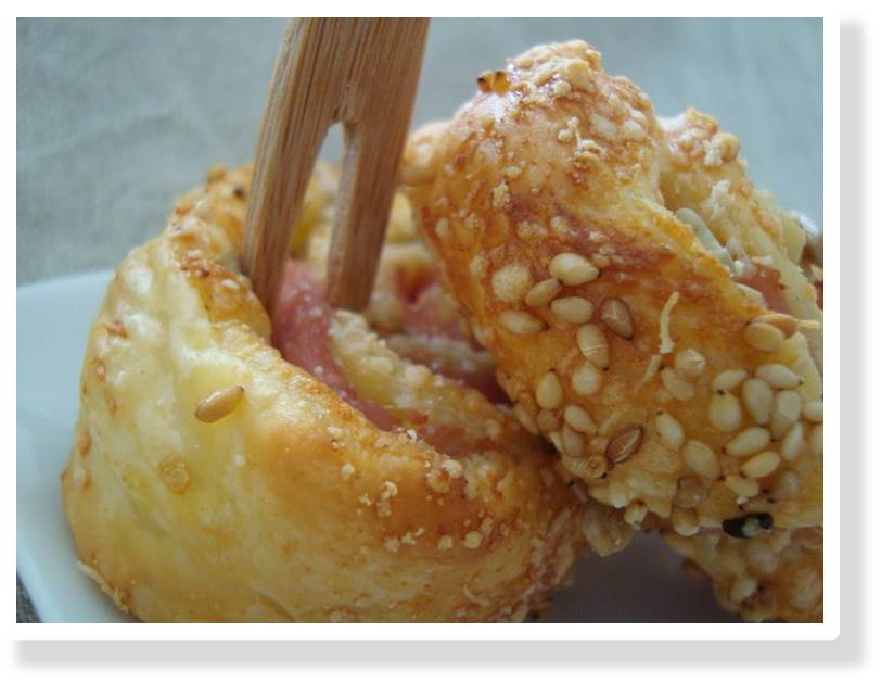 Feuilletes roules au jambon ou au saumon